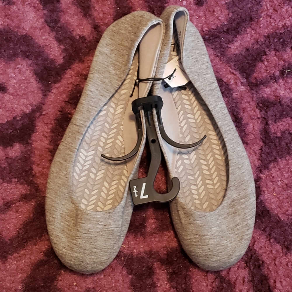 NWT grey cotton ballet flats womens 7.5